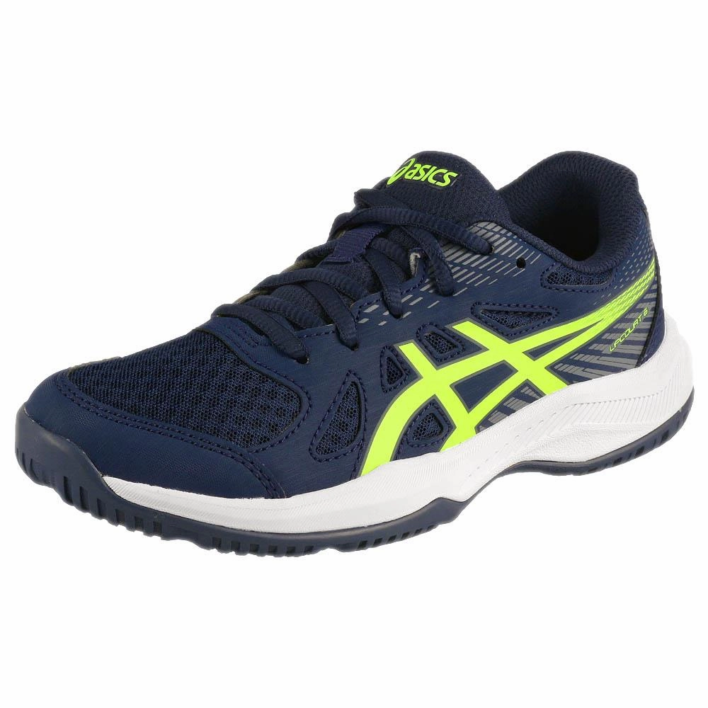 Nivia Flash Badminton Shoes Asics Junior Upcourt 6 GS - Blue Expanse/Safety Yellow