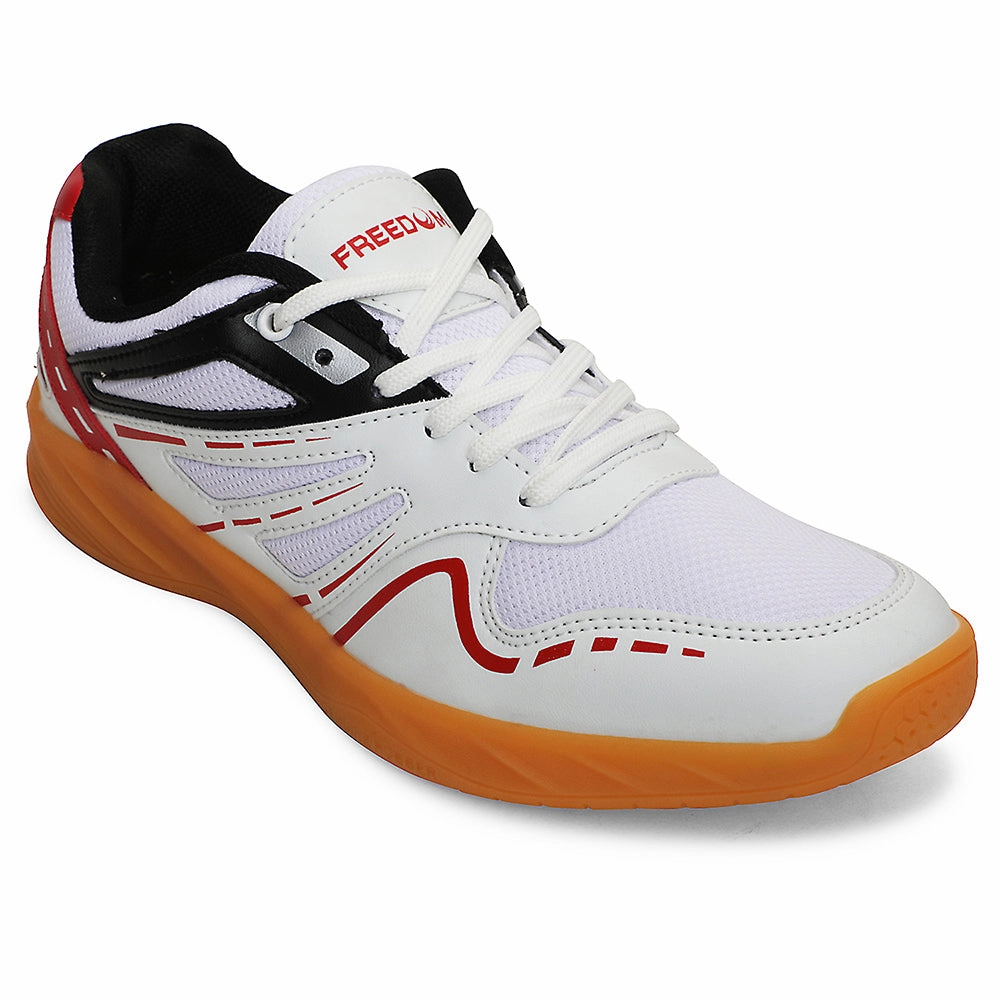 Badminton Sale FREEDOM White Sports Non-Marking Paddle/Pickleball & Badminton Shoes For Men ASPIRE-1E By Liberty