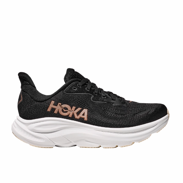 Hoka Women's Clifton 10 Black/Gold Shoes Non Slip