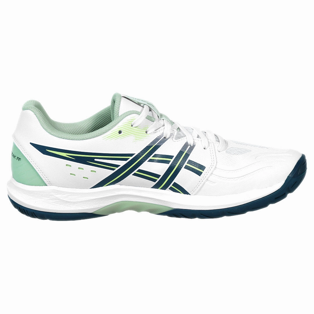 Badminton Shoes Vs Running Shoes Asics Men's Powerbreak FF - White/Tranquil Teal