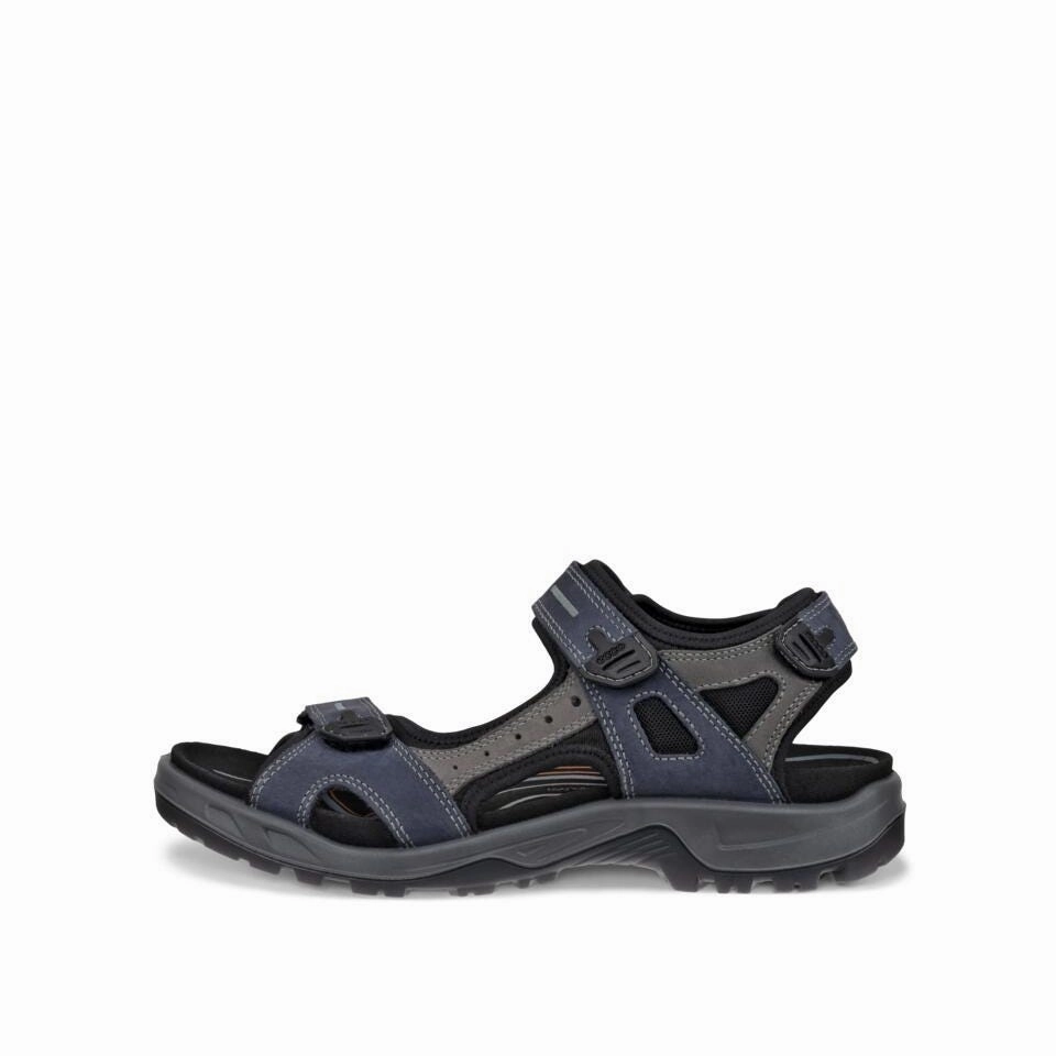 Strappy Casual Slip-on Flat Sandals Ecco Men's Yucatan Offroad Nubuck Outdoor Sandal - Marine