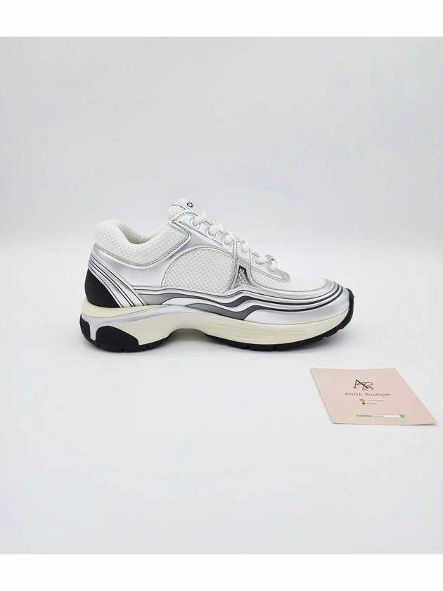 Fabric Laminated Low Top Sneakers Silver Chanel Sneakers In The Washer