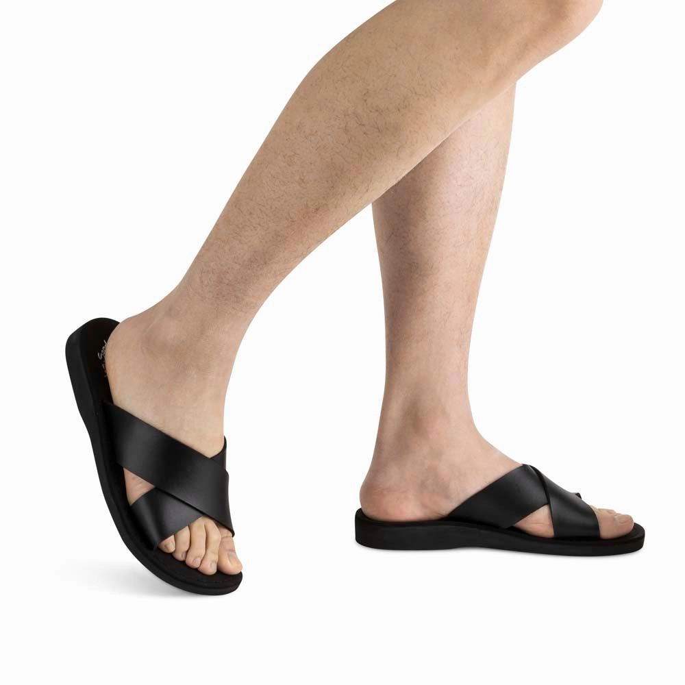 Sandals With Rhinestones Elan Vegan - Leather Alternative Sandal | Black