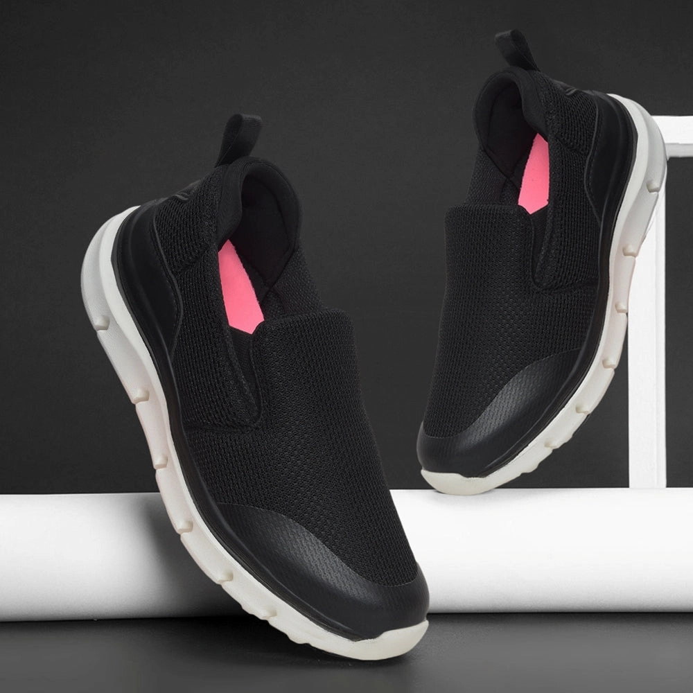 Walking Shoes For With Arch Support Leap7x Black Non Lacing Sports Walking Shoes For Women BRISBEN10E By Liberty