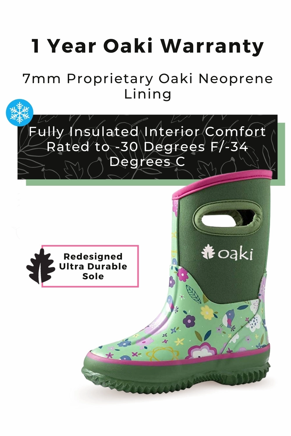 Green Floral Neoprene Rain/Snow Boots Merrell Snow Boots Sale