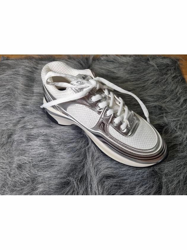 Fabric Laminated Low Top Sneakers Silver Chanel Sneakers Stylish