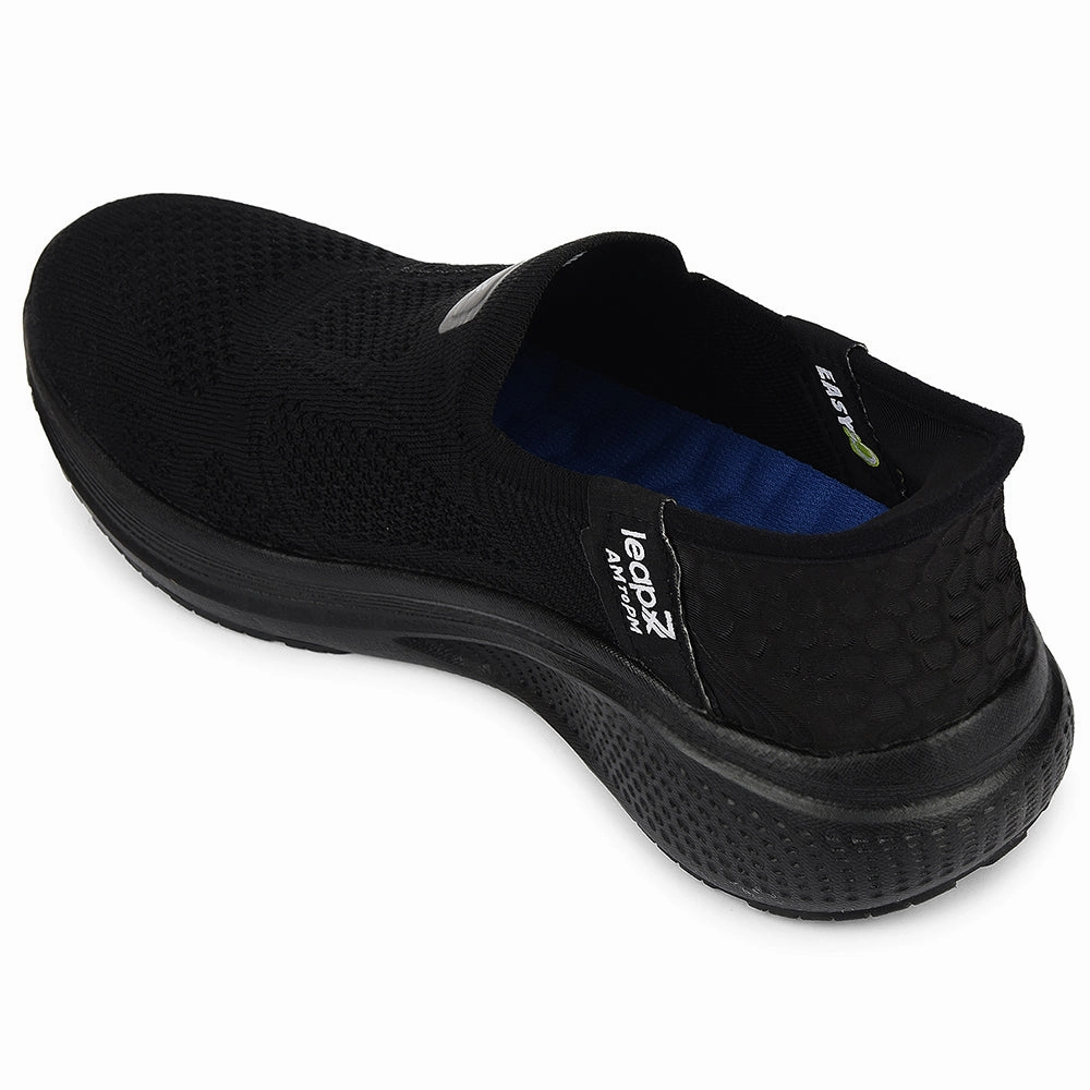 Leap7x Black Sports Non Lacing Walking Shoes For Men EAZYGO-253 By Liberty Walking The Best Walking Shoe The Best Walking
