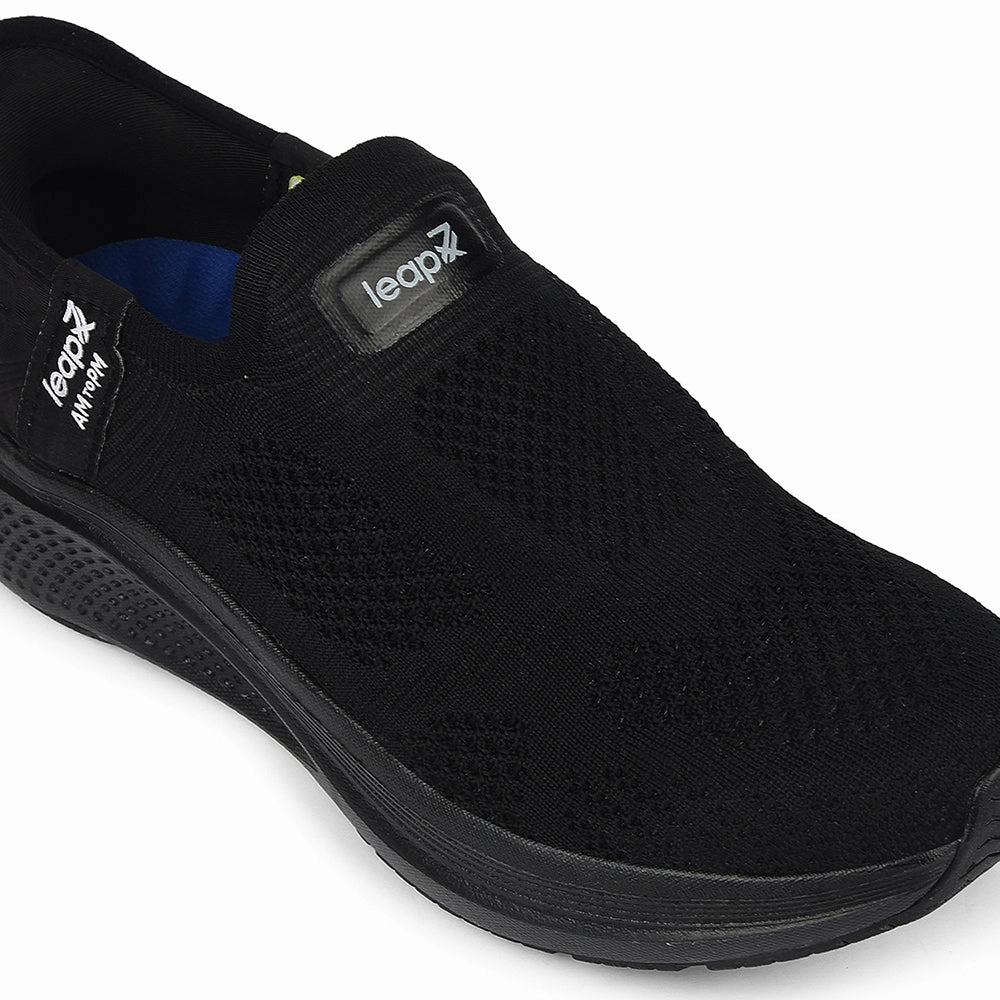 Walking Hiking Shoes Leap7x Black Sports Non Lacing Walking Shoes For Men EAZYGO-253 By Liberty