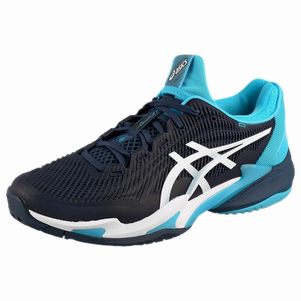 Tennis Shoes Best Support Asics Men's Court FF 3 Novak - Blue Expanse/White