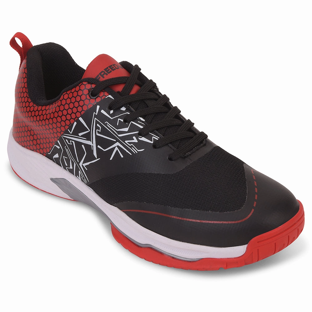 Comfort Z Mx Badminton FREEDOM Black Sports Non-Marking Paddle/Pickleball & Badminton Shoes For Men UNESKO By Liberty