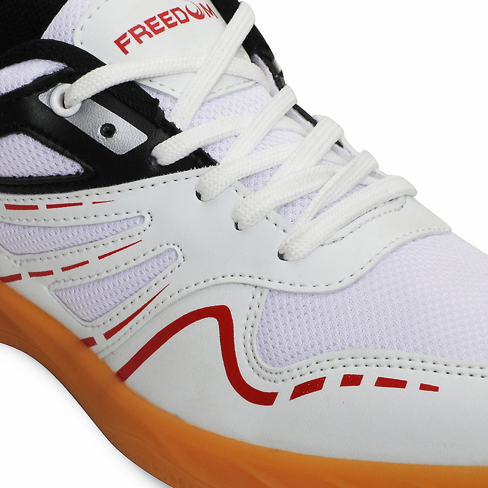 FREEDOM White Sports Non-Marking Paddle/Pickleball & Badminton Shoes For Men ASPIRE-1E By Liberty Badminton.shoes