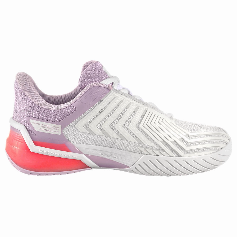 K-Swiss Women's Ultrashot 4 - White/Orchid Petal Converse Leather Tennis Shoes