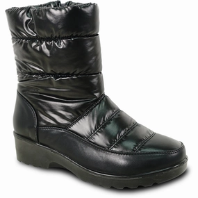 KOZI Women Winter Fur Boot NANCY-5 Ankle Casual Boot Black - with Ice Cleat Outsole Snow Boots Arctic