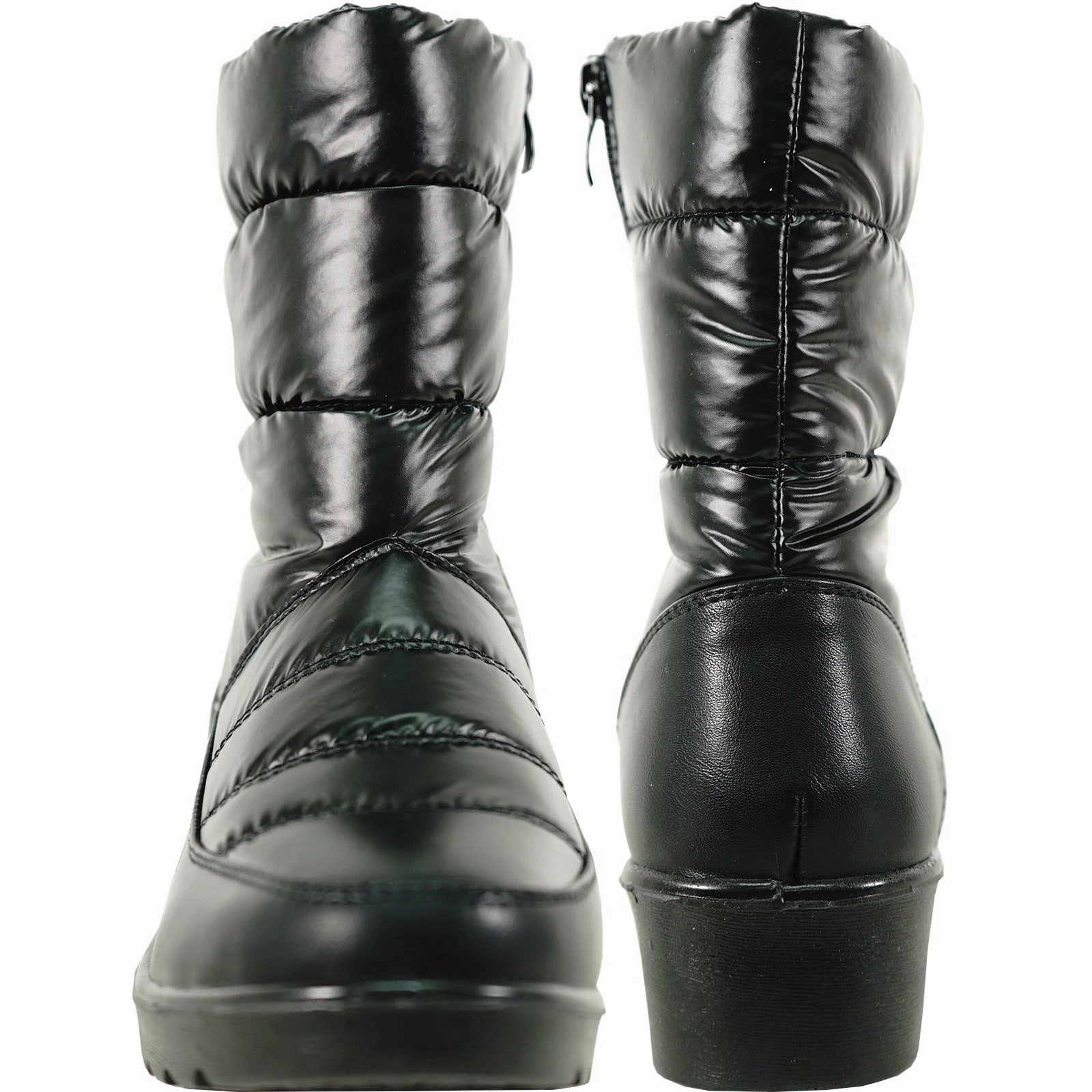 London Fog Tottenham Snow Boots KOZI Women Winter Fur Boot NANCY-5 Ankle Casual Boot Black - with Ice Cleat Outsole