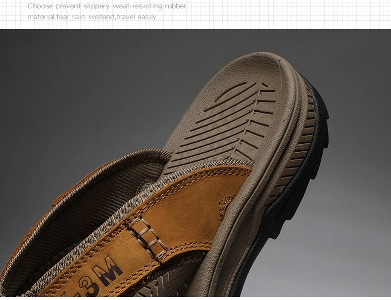 Sandals Inn Daytona Genuine Cow Leather Men Sandals / Flip Flops massage design anti-slip / FREE-Shipping