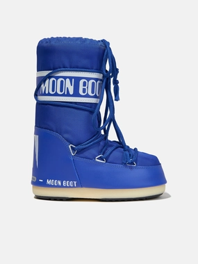 Moon Boot Kids Icon Nylon Snow Boots in Blue Warm Bow Snow Boots