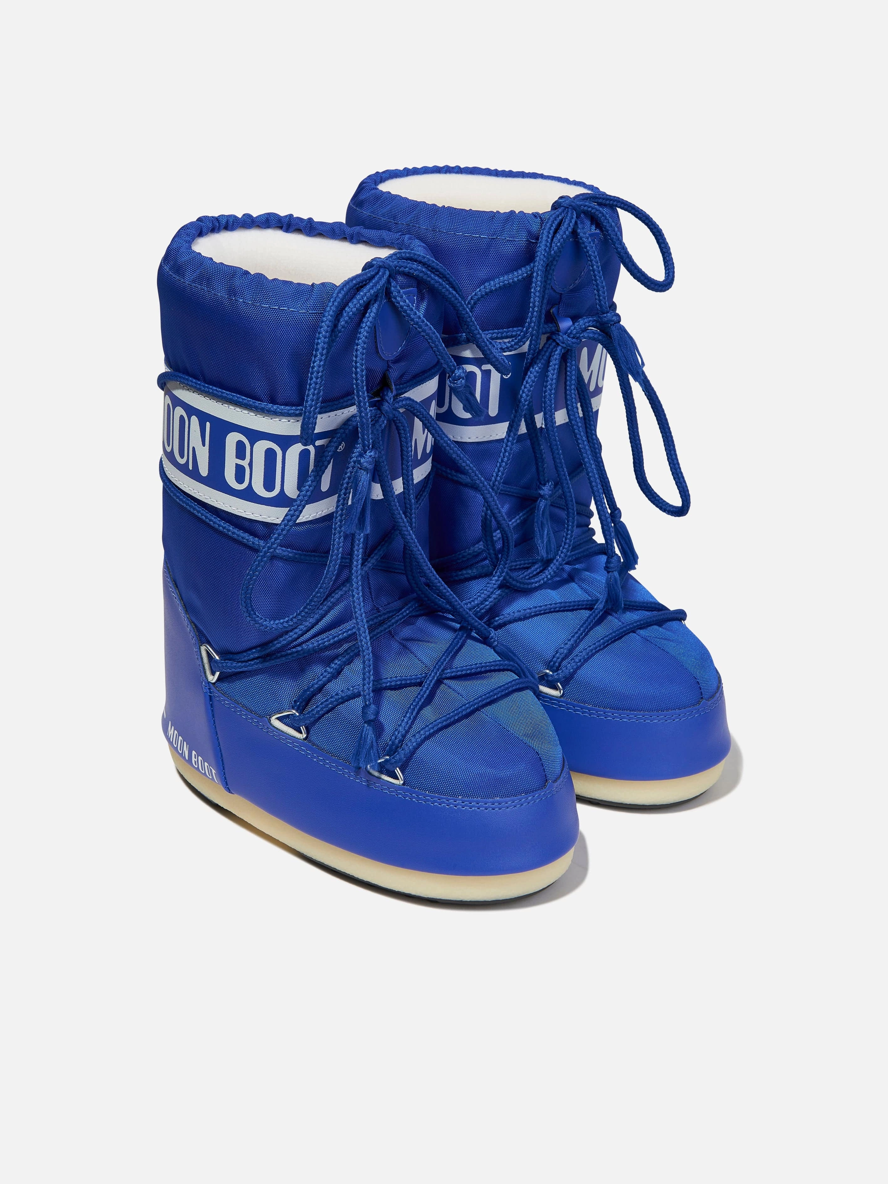 Moon Boot Kids Icon Nylon Snow Boots in Blue Snow Boots For Women
