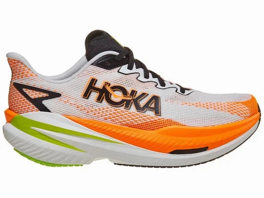 Hoka | Mach X3 | Men's | White/Neon Tangerine Dubai