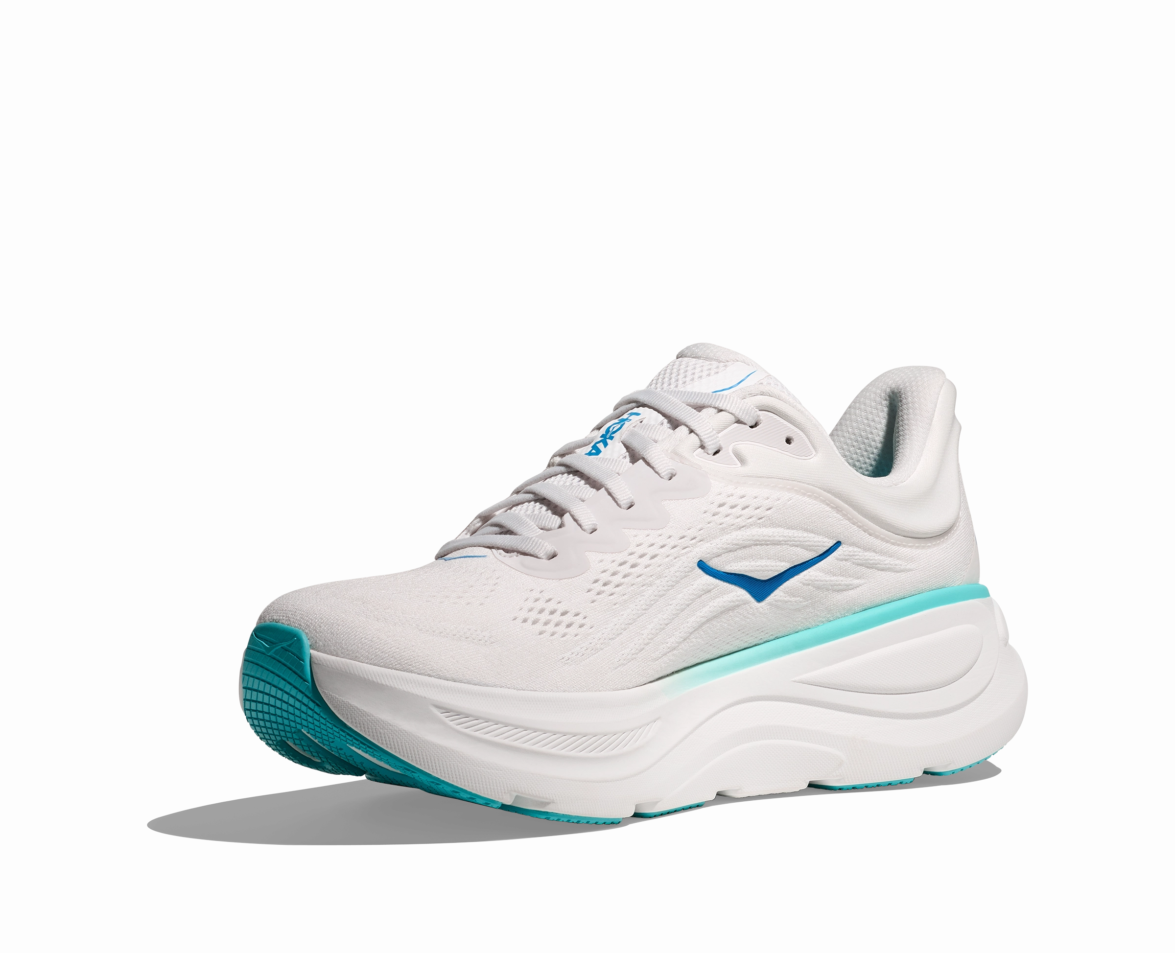 HOKA Men's Bondi 9 - WHITE / HOKA BLUE Shoes Reviews For Walking