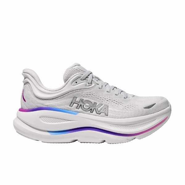 Hoka Women's Wide Bondi 9 Cosmic Grey/White Shoes In Nepal