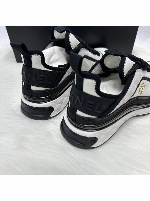 CC Logo Mixed Fiber Low Top Sneakers Black White Chanel Summit Sneakers