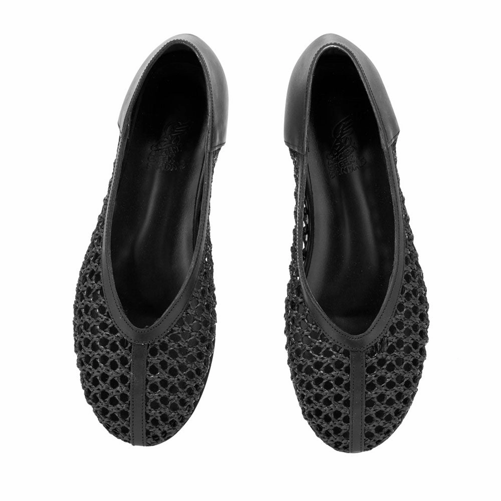 Aeropi Ballet Flat Black Fisherman Sandals