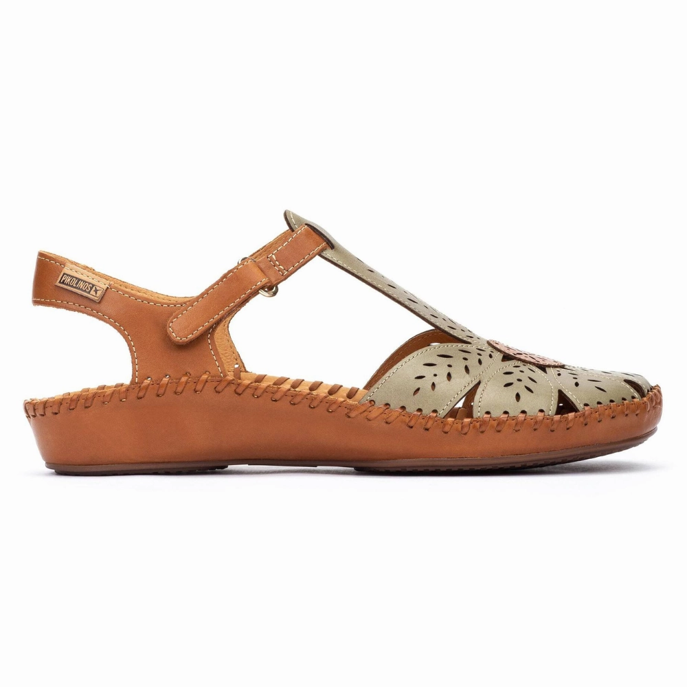Pikolinos P. Vallarta Sage Leather Sandals (Women's) Sandals Huts Over Water