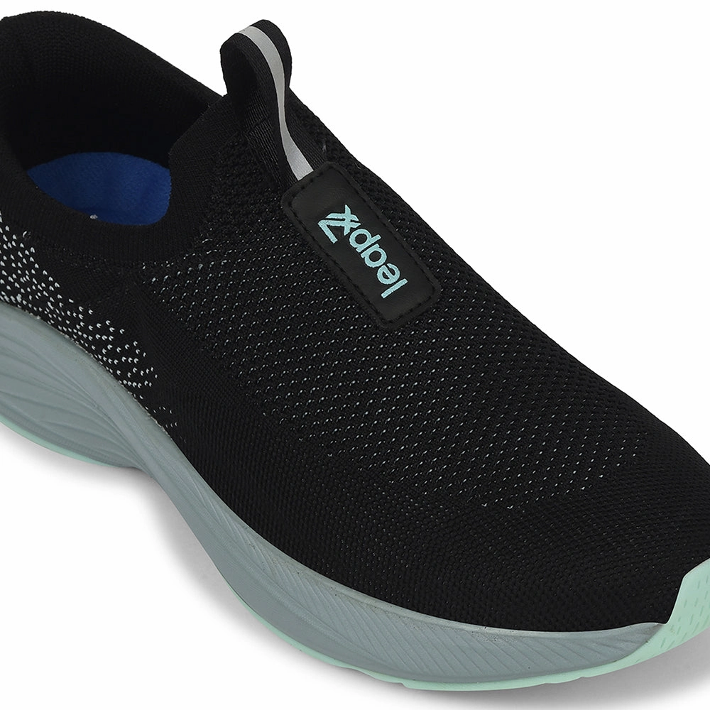 Leap7x Black Sports Non Lacing Walking Shoes For Men EAZYGO-252 By Liberty Best Water Walking Shoes