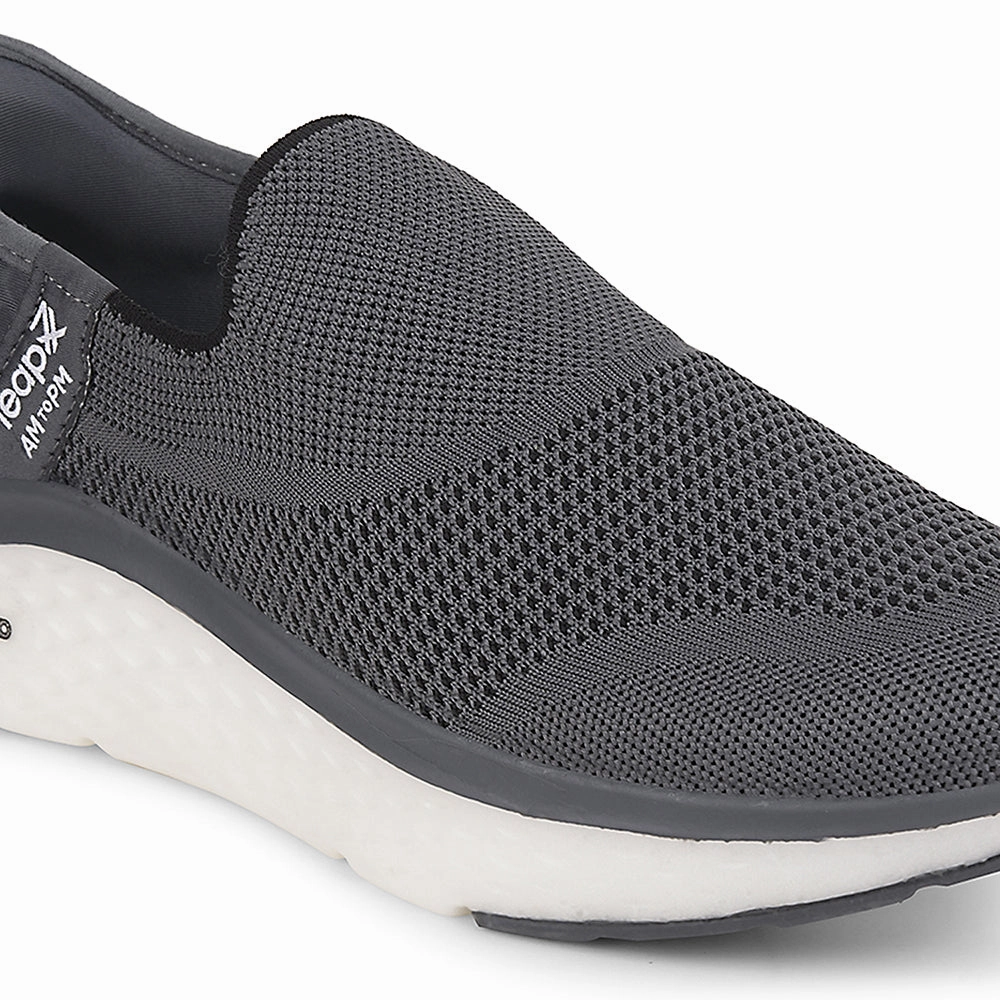 Leap7x Dark Grey Sports Non Lacing Walking Shoes For Men NITRUN-13 By Liberty Best Walking Shoes 2025