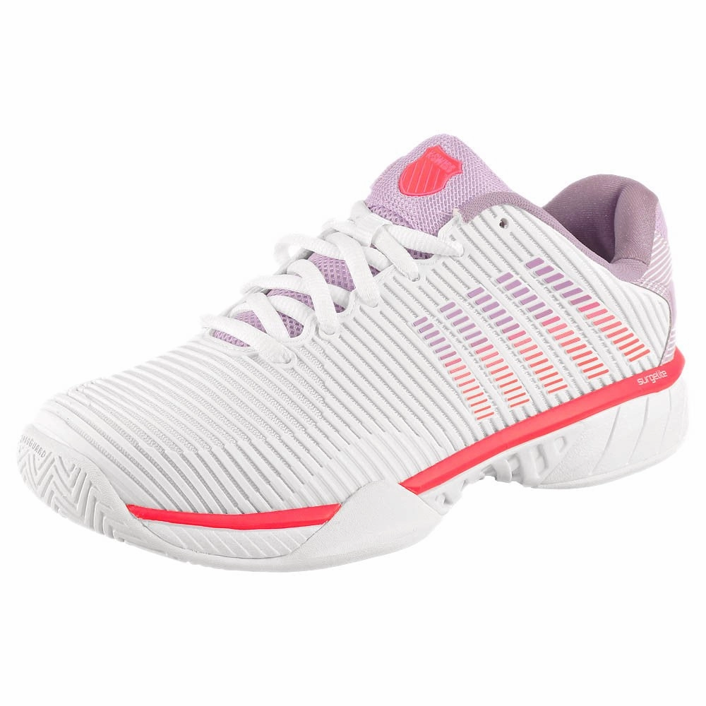 Tennis Shoes With Stripes K-Swiss Women's Hypercourt Express 2 - White/Orchid Petal
