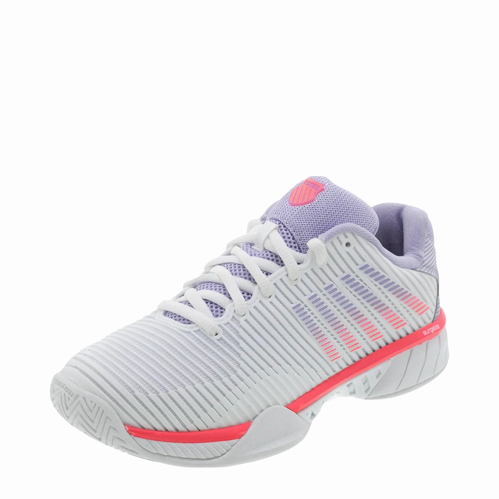 K-Swiss Women's Hypercourt Express 2 Court Sneaker in White/Orchid Petal/Neon Blaze Tennis Shoes For Snow
