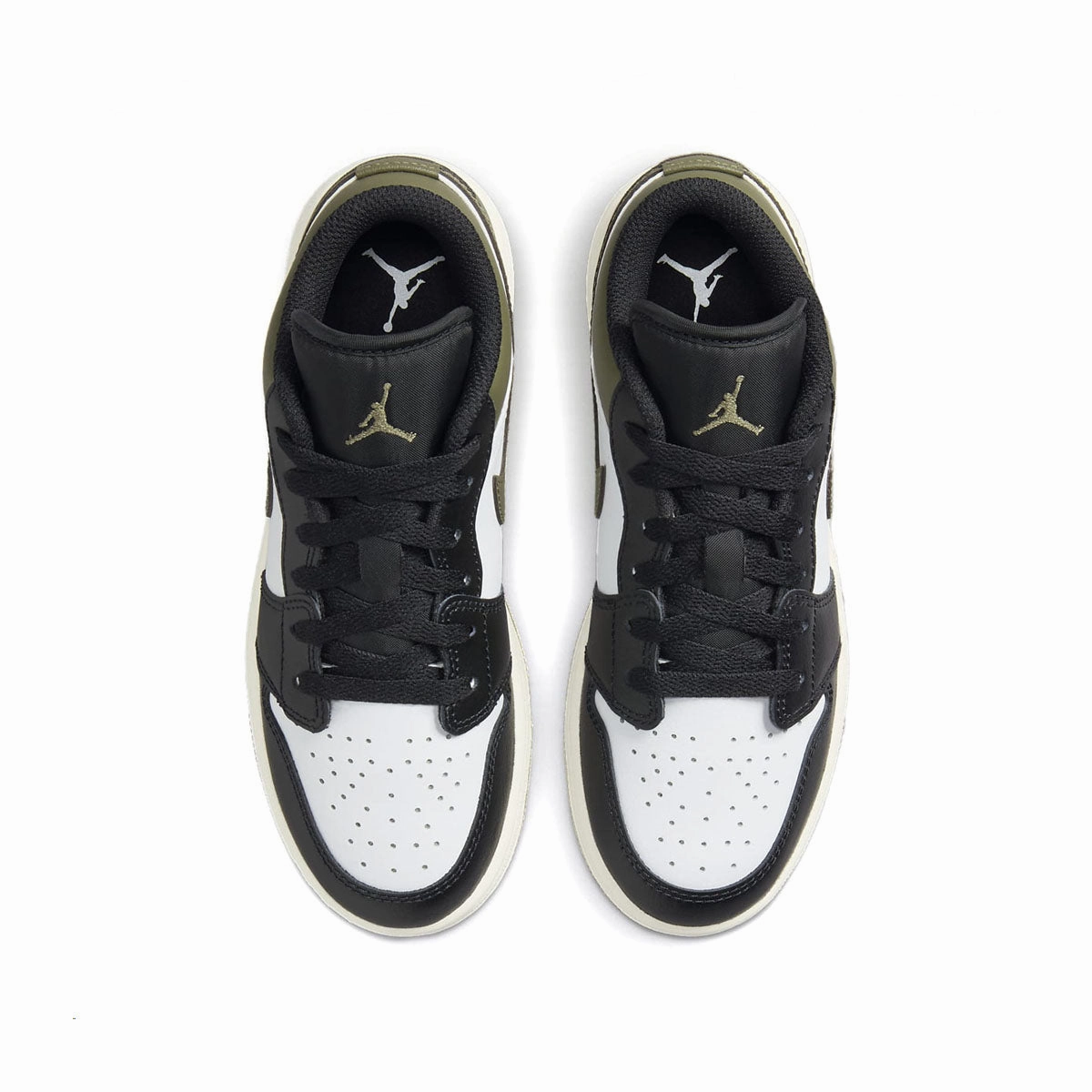 Kids Air Jordan 1 Low 'Black Toe Medium Olive' Basketball Shoes With Wings