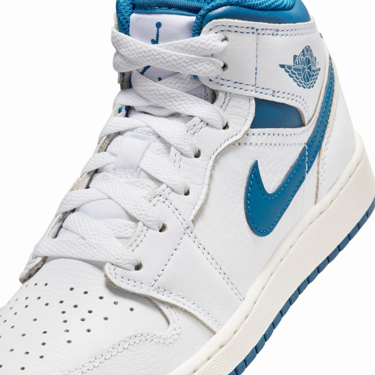 Kids Air Jordan 1 Mid 'White Industrial Blue' Shoe Inserts For Basketball Players