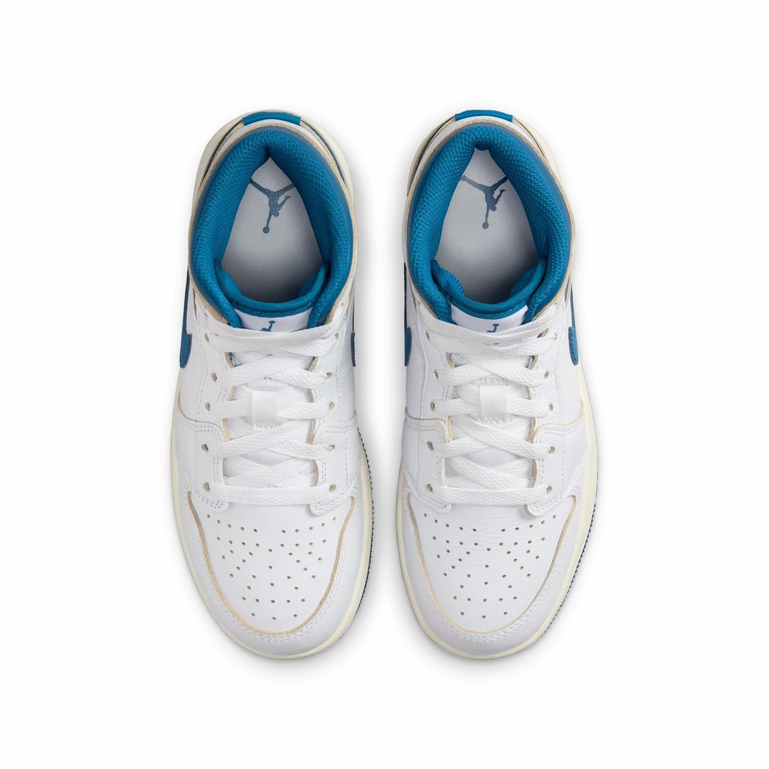 Kids Air Jordan 1 Mid 'White Industrial Blue' Grip Tape For Basketball Shoes