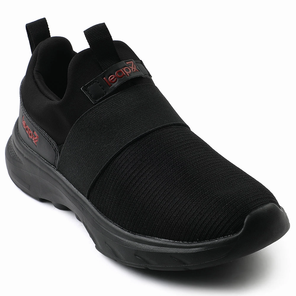 Leap7x Black Non Lacing Sports Walking Shoes For Men SENTINO By Liberty Leather Walking Shoes