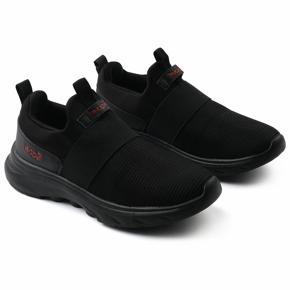 Walking Shoes For Elderly People Leap7x Black Non Lacing Sports Walking Shoes For Men SENTINO By Liberty