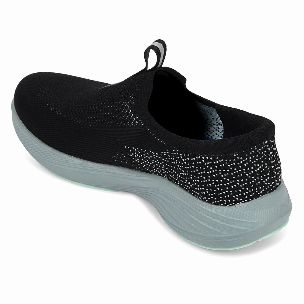 Leap7x Black Sports Non Lacing Walking Shoes For Men EAZYGO-252 By Liberty Orthopedic Walking