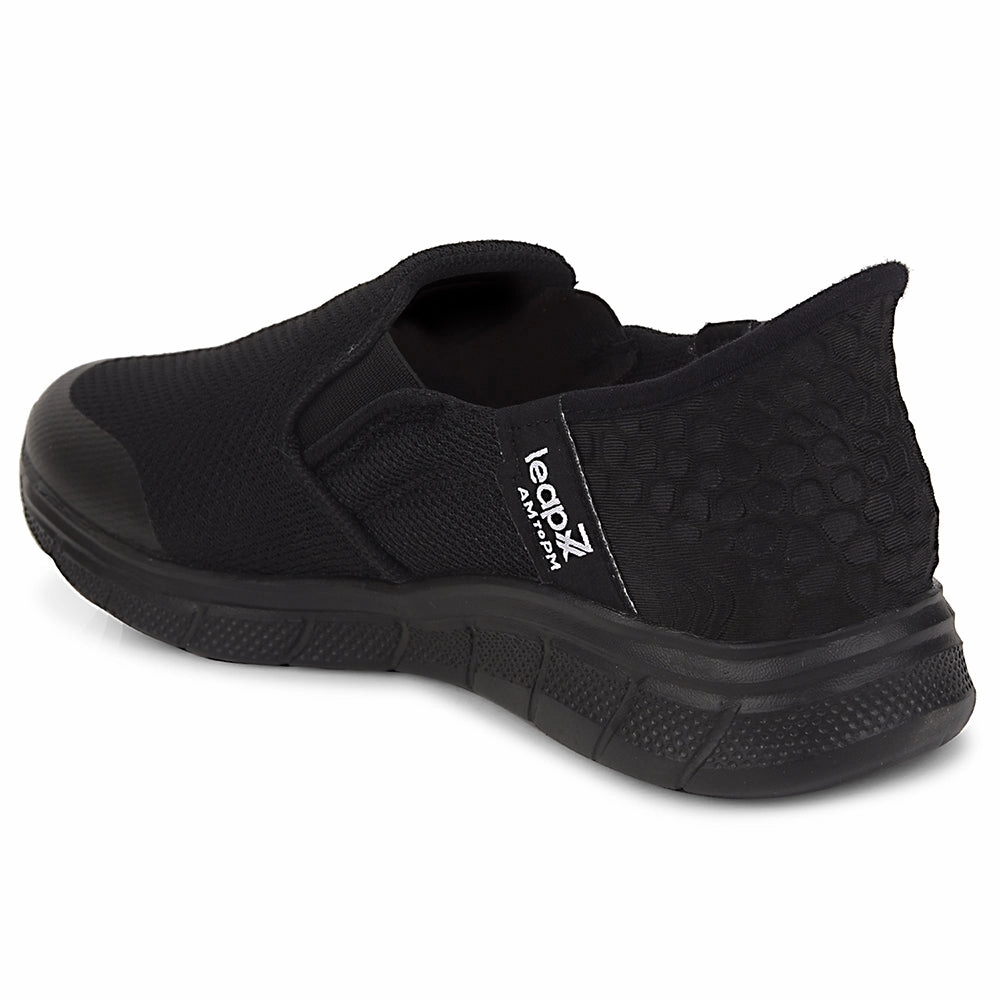 Leap7x Black Sports Non Lacing Walking Shoes For Women EZZAR-L1 By Liberty For Walking  The