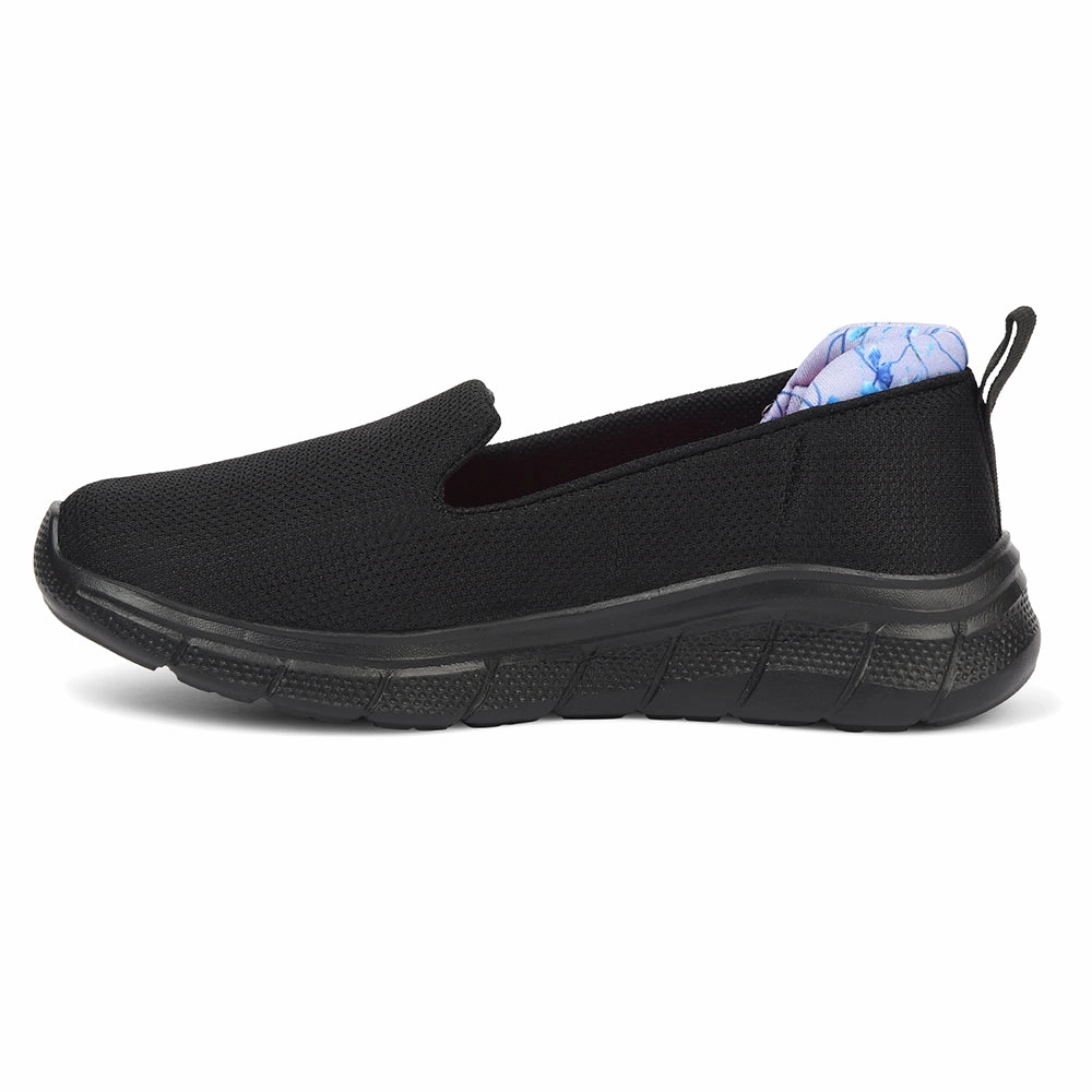 Hiking Walking Leap7x Black Sports Non Lacing Walking Shoes For Women KAPPER By Liberty