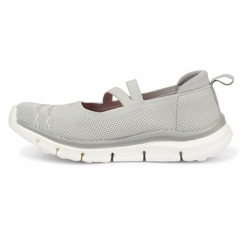 Leap7x Light Grey Sports Non Lacing Walking Shoes For Women BUZZ By Liberty High Instep Walking Shoes