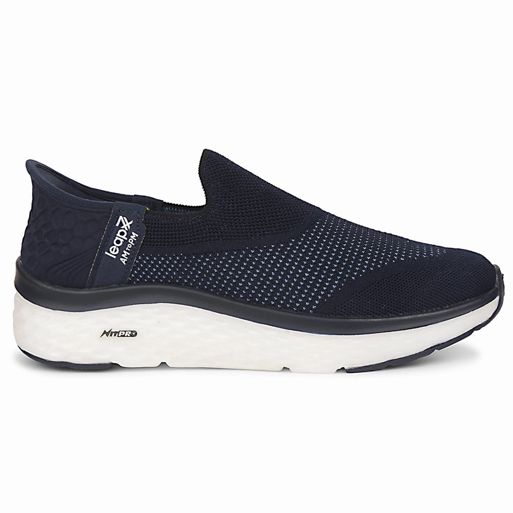 Stylish Walking Shoes Leap7x Navy Blue Sports Non Lacing Walking Shoes For Men NITRUN-13 By Liberty