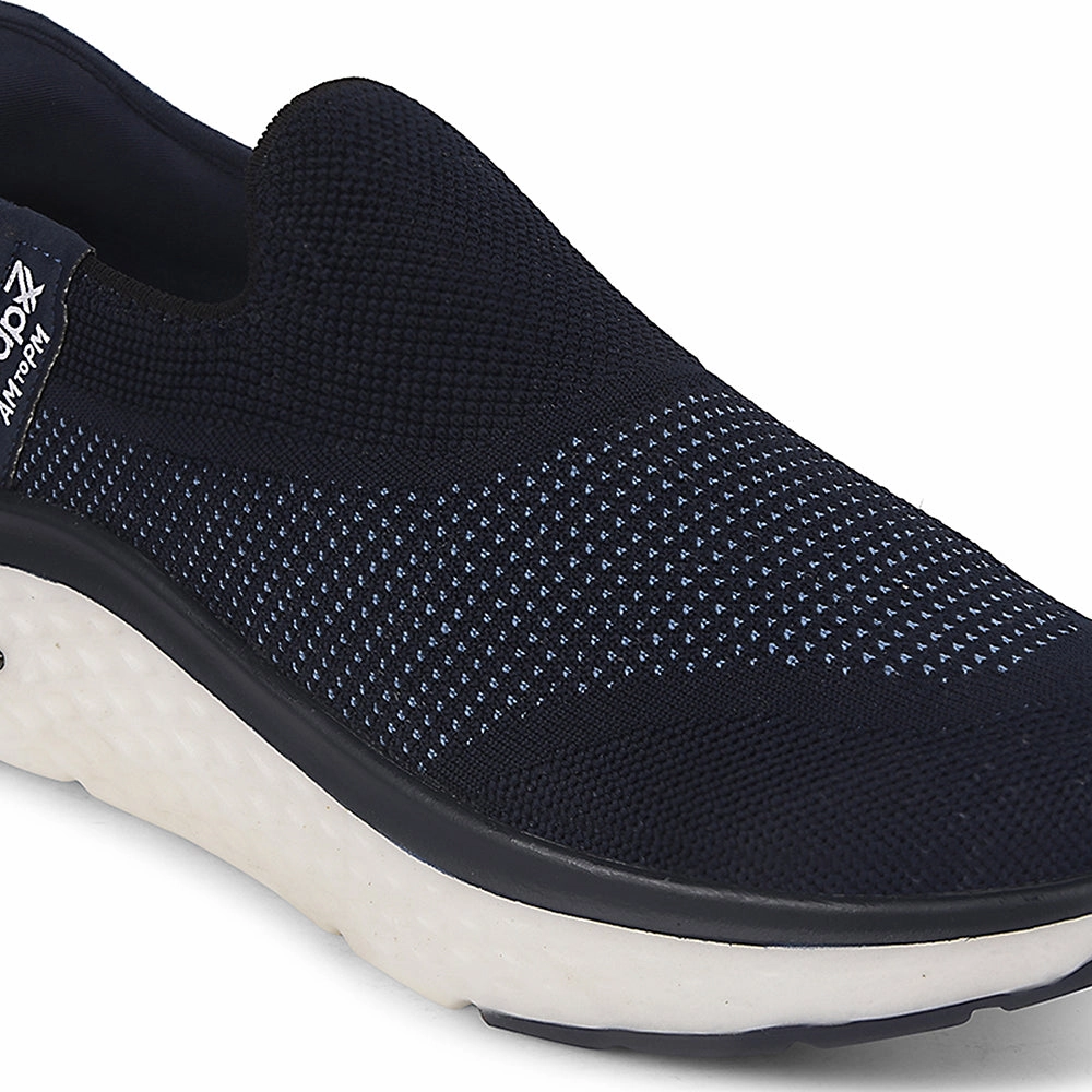 Zero Drop Walking Slip On Leap7x Navy Blue Sports Non Lacing Walking Shoes For Men NITRUN-13 By Liberty