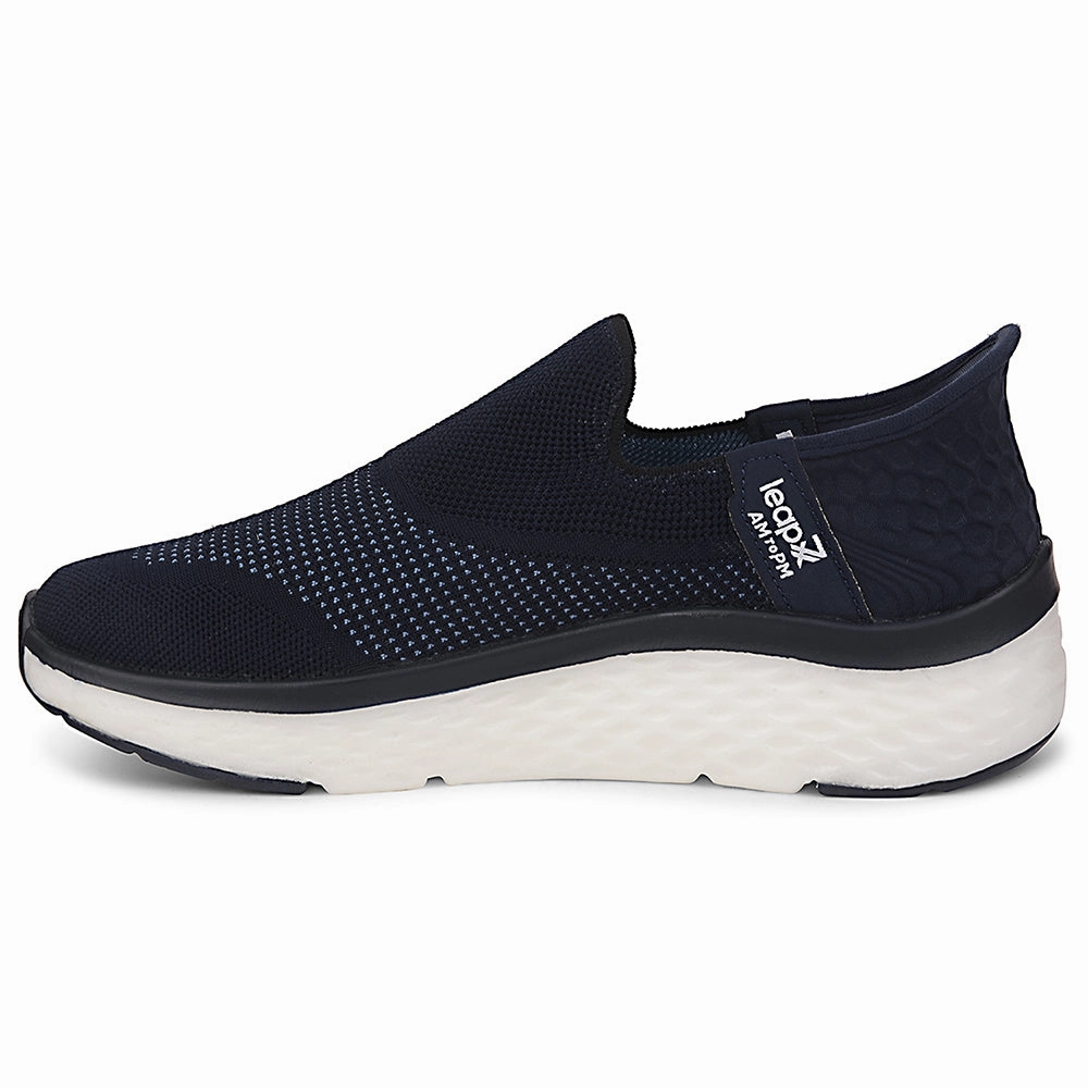Leap7x Navy Blue Sports Non Lacing Walking Shoes For Men NITRUN-13 By Liberty For Walking The Best Walking