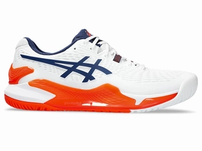 Insulated Tennis Shoes Asics Mens Gel Resolution 9 Wide-White/Blue Expanse (1041A376-102)