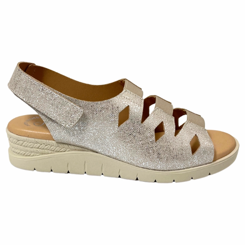 La Toc St Lucia Sandals Valeria's Cecily Canvas Beige Soft Leather Sandal (Women's)