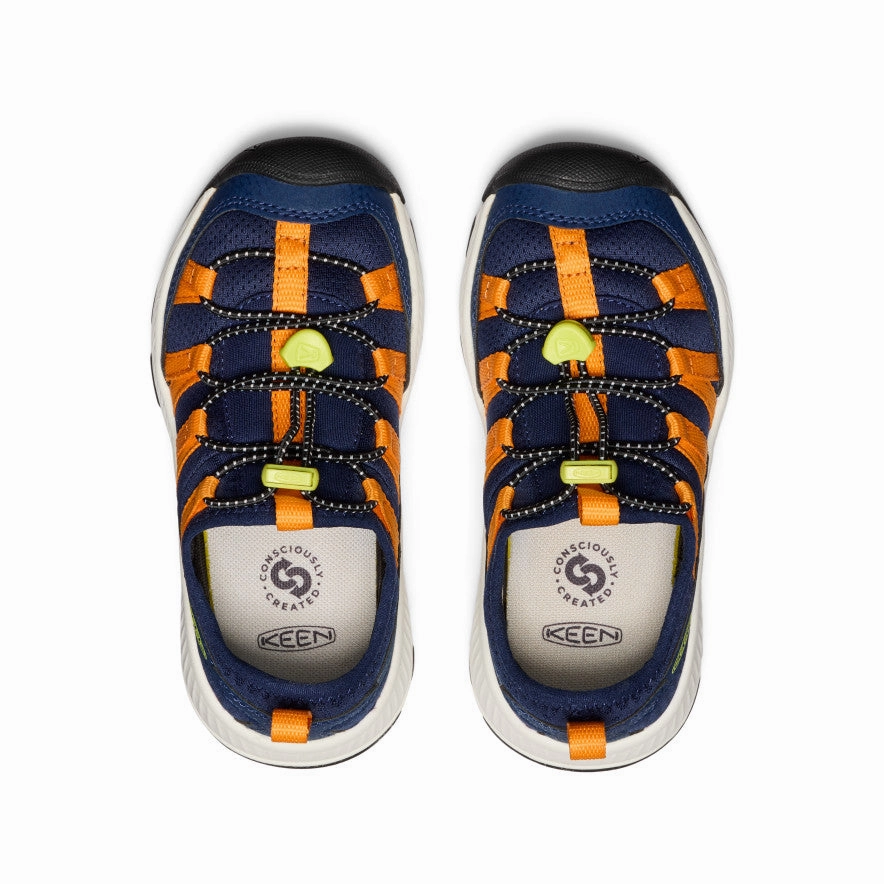 Waterproof Road Shoes Little Kids' Motozoa Sneaker  |  Naval Academy/Bright Marigold