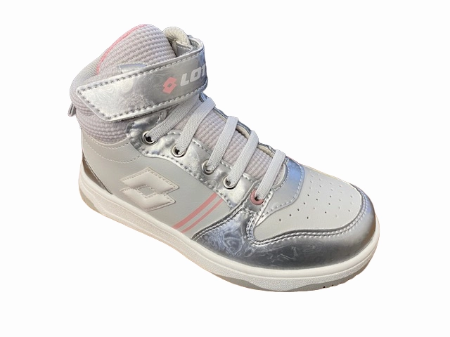 Running Sneakers Laces Lotto sneakers alta da bambina con zip e laccio elastico Roket AMF III Mid Metal 218172 9F2 mushroom gray-white-silver