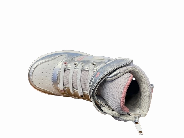 Geox Sneakers Lotto sneakers alta da bambina con zip e laccio elastico Roket AMF III Mid Metal 218172 9F2 mushroom gray-white-silver