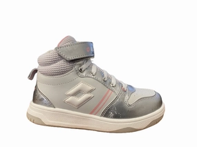 Lotto sneakers alta da bambina con zip e laccio elastico Roket AMF III Mid Metal 218172 9F2 mushroom gray-white-silver Training Sneakers Vs Running