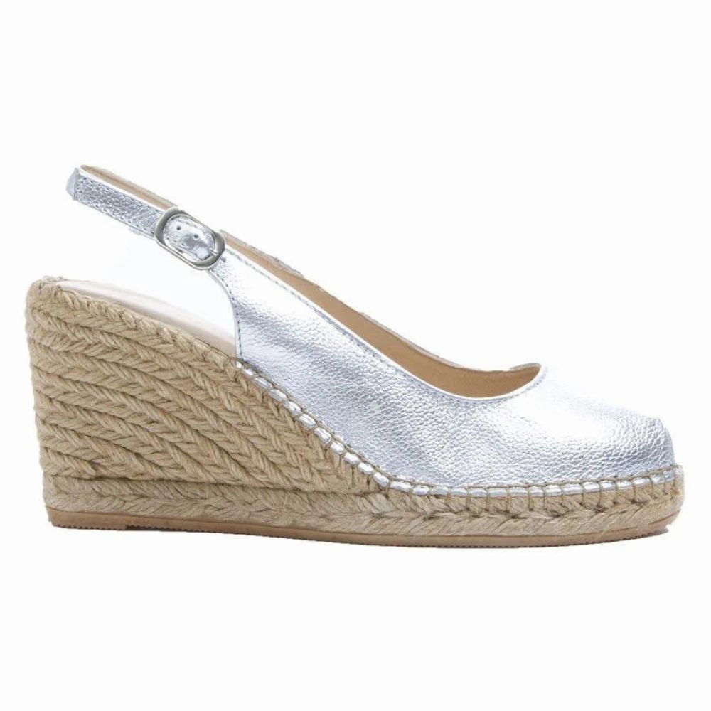 Macarena Carla4TE White Metallic Wedge Sandal (Women's) Saint Lucia Sandals Resorts